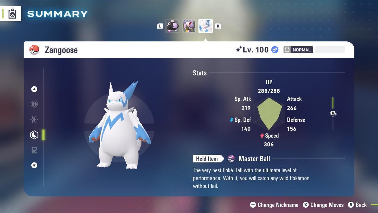 Shiny Zangoose Pokemon Legends ZA Mega Dimension DLC 6IV Competitive Battle Ready - Pokémon Legends: Z-A digital Pokémon
