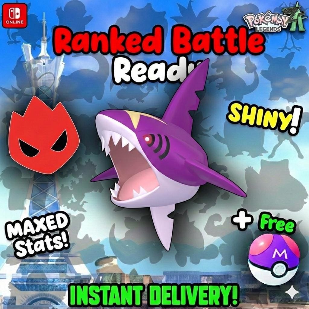 Shiny Alpha Sharpedo Pokémon Legends ZA 6IV Competitive Battle Ready - Pokémon Legends: Z-A digital Pokémon trade by