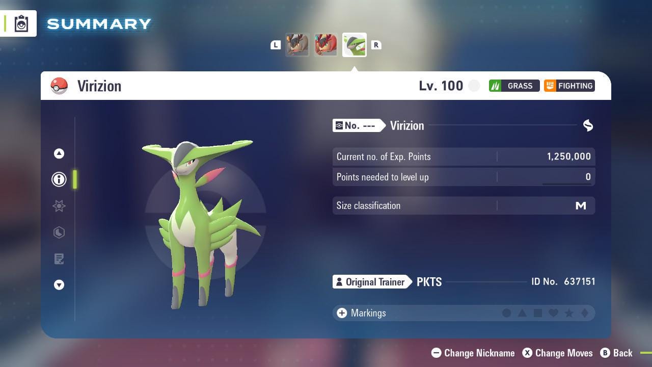 Non Shiny 6IV Virizion Pokemon Legends Za Mega Dimension DLC 6IV Competitive - Pokémon Legends: Z-A digital Pokémon trade