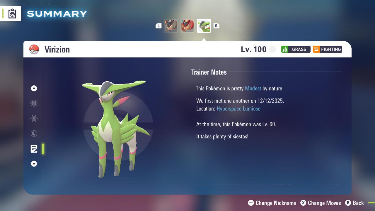 Non Shiny 6IV Virizion Pokemon Legends Za Mega Dimension DLC 6IV Competitive - Pokémon Legends: Z-A digital Pokémon trade