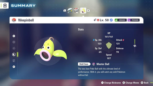 Shiny Alpha Weepinbell Pokémon Legends ZA 6IV Competitive Battle Ready - Pokémon Legends: Z-A digital Pokémon trade by