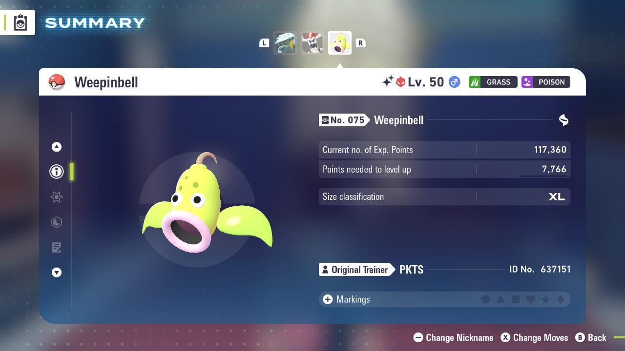 Shiny Alpha Weepinbell Pokémon Legends ZA 6IV Competitive Battle Ready - Pokémon Legends: Z-A digital Pokémon trade image 2