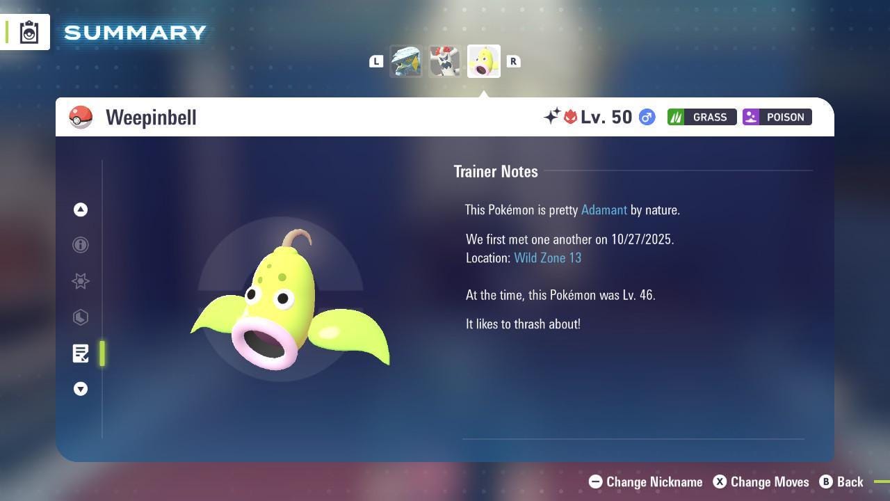 Shiny Alpha Weepinbell Pokémon Legends ZA 6IV Competitive Battle Ready - Pokémon Legends: Z-A digital Pokémon trade image 4
