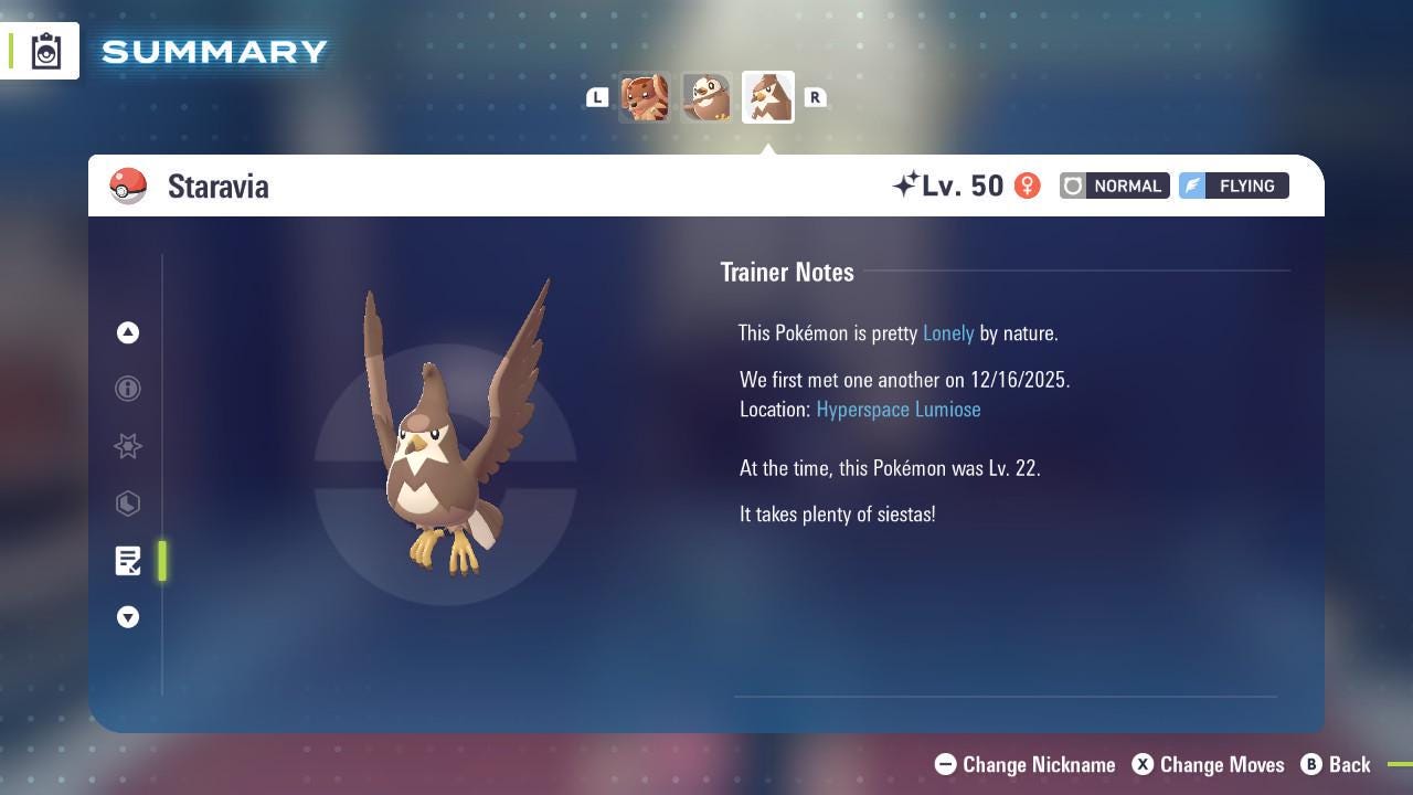 Shiny Staravia Pokemon Legends ZA Mega Dimension DLC 6IV Competitive Battle Ready - Pokémon Legends: Z-A digital Pokémon
