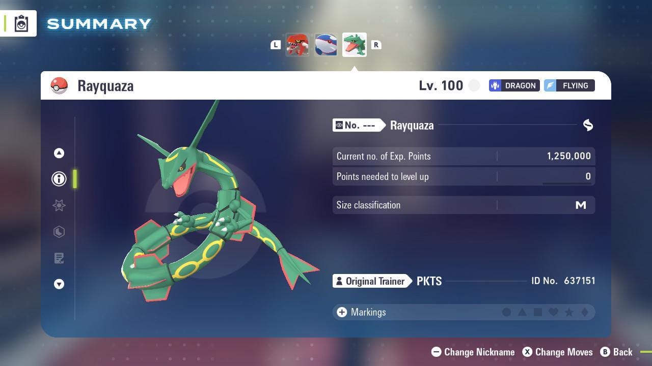 Non Shiny 6IV Rayquaza Pokemon Legends Za Mega Dimension DLC 6IV Competitive - Pokémon Legends: Z-A digital Pokémon trade