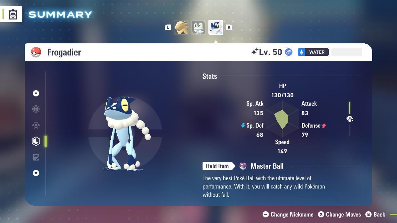 Shiny FROGADIER Pokémon Legends ZA 6IV Competitive Battle Ready - Pokémon Legends: Z-A digital Pokémon trade by