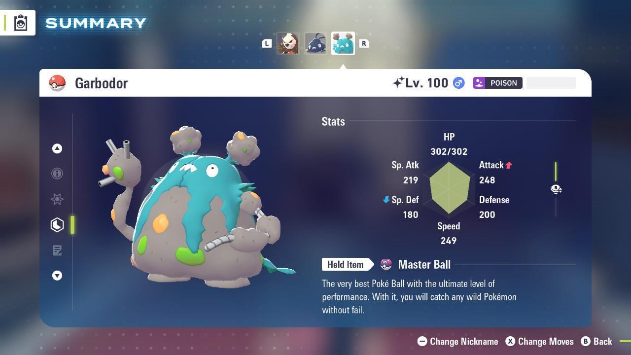 Shiny GARBODOR Pokémon Legends ZA 6IV Competitive Battle Ready - Pokémon Legends: Z-A digital Pokémon trade by