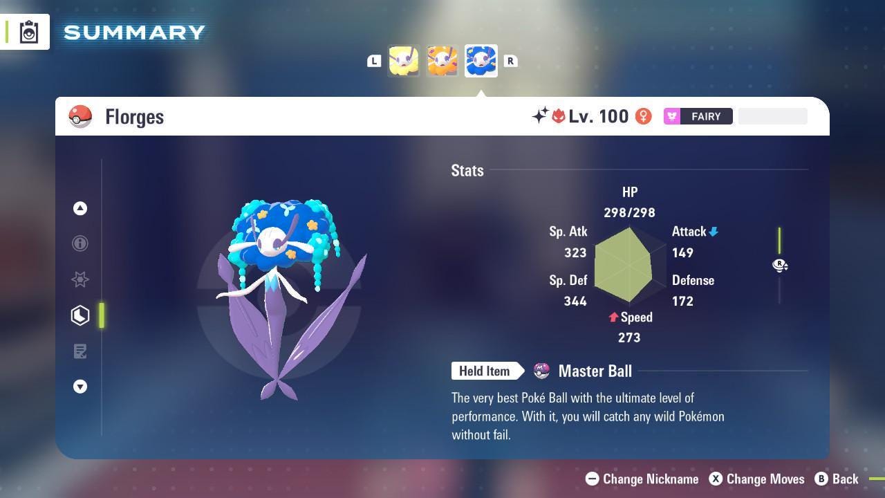 Shiny Alpha Blue Florges Pokémon Legends ZA 6IV Competitive Battle Ready - Pokémon Legends: Z-A digital Pokémon trade by