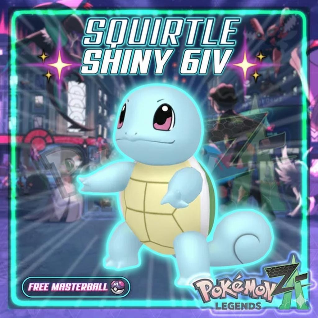 Shiny SQUIRTLE Pokémon Legends ZA 6IV Competitive Battle Ready - Pokémon Legends: Z-A digital Pokémon trade by