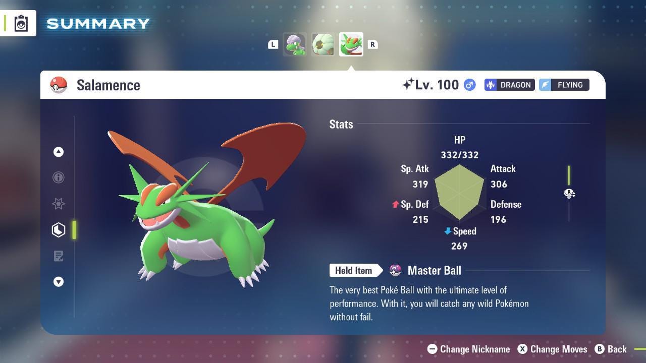 Shiny SALAMENCE Pokémon Legends ZA 6IV Competitive Battle Ready - Pokémon Legends: Z-A digital Pokémon trade by