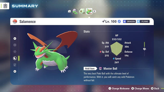 Shiny SALAMENCE Pokémon Legends ZA 6IV Competitive Battle Ready - Pokémon Legends: Z-A digital Pokémon trade by