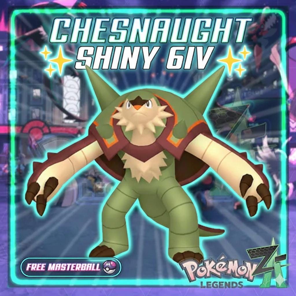 Shiny CHESNAUGHT Pokémon Legends ZA 6IV Competitive Battle Ready - Pokémon Legends: Z-A digital Pokémon trade by