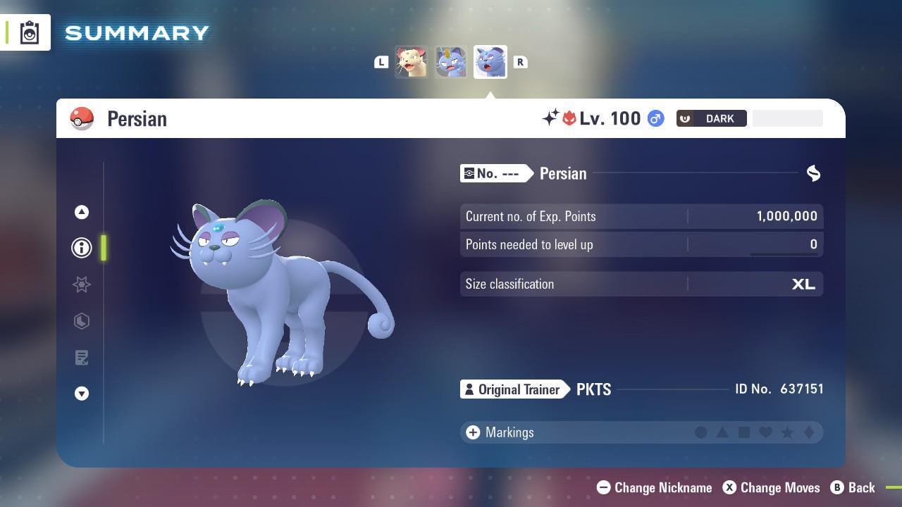 Shiny Alpha Alolan Persian 6IV Competitive Battle Ready - Pokémon Legends: Z-A digital Pokémon trade image 3