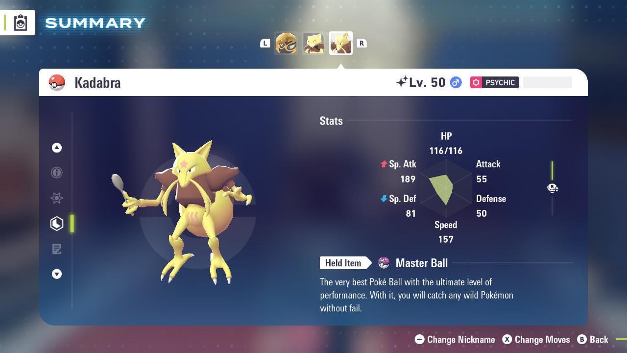 Shiny KADABRA Pokémon Legends ZA 6IV Competitive Battle Ready - Pokémon Legends: Z-A digital Pokémon trade by PokeTradingShop