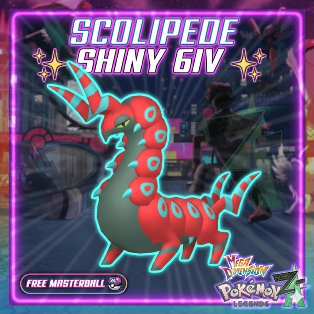 Shiny SCOLIPEDE Pokémon Legends ZA 6IV Competitive Battle Ready - Pokémon Legends: Z-A digital Pokémon trade by