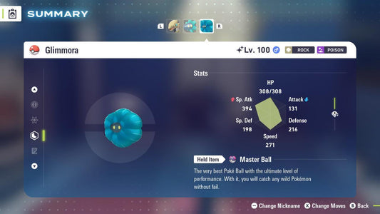 Shiny Glimmora Pokemon Legends ZA Mega Dimension DLC 6IV Competitive Battle Ready - Pokémon Legends: Z-A digital Pokémon