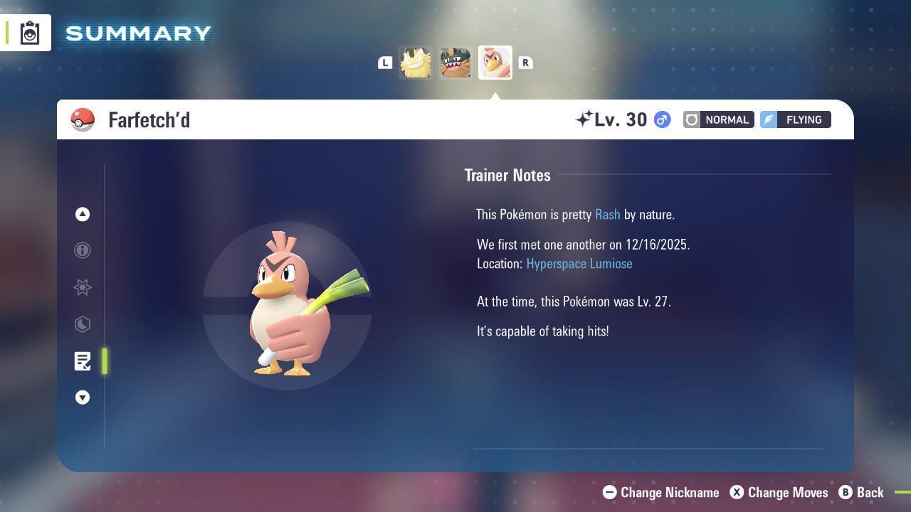 Shiny Farfetch’d Pokemon Legends ZA Mega Dimension DLC 6IV Competitive Battle - Pokémon Legends: Z-A digital Pokémon trade