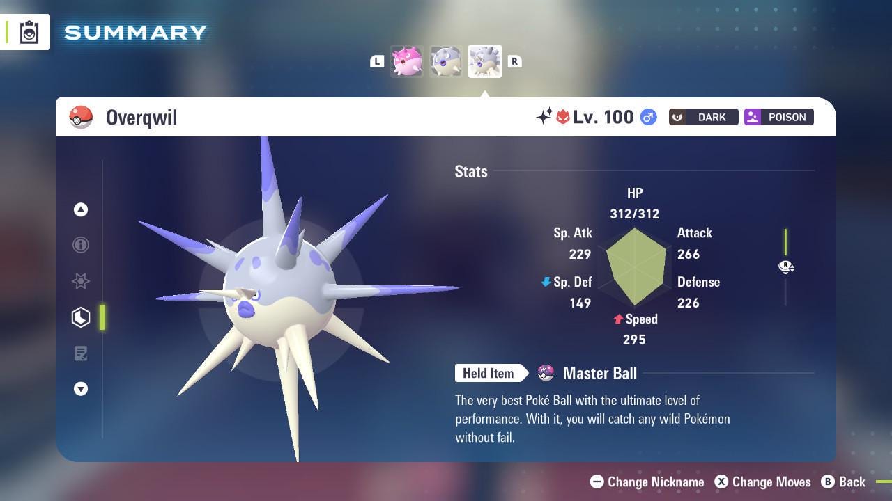 Shiny Alpha Overqwil Pokémon Legends ZA 6IV Competitive Battle Ready - Pokémon Legends: Z-A digital Pokémon trade by