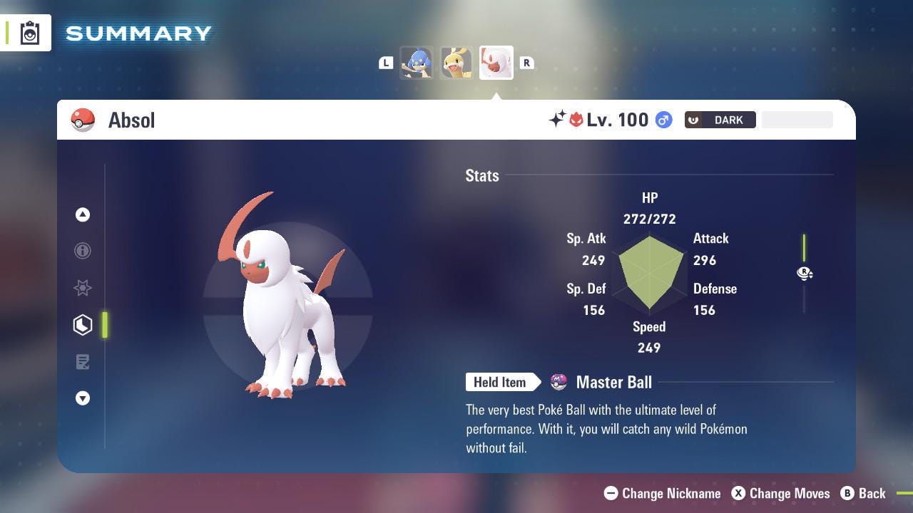 Shiny Alpha Absol Pokémon Legends ZA 6IV Competitive Battle Ready - Pokémon Legends: Z-A digital Pokémon trade image 2