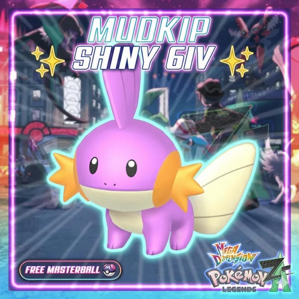 Shiny Mudkip Pokemon Legends ZA Mega Dimension DLC 6IV Competitive Battle Ready - Pokémon Legends: Z-A digital Pokémon trade