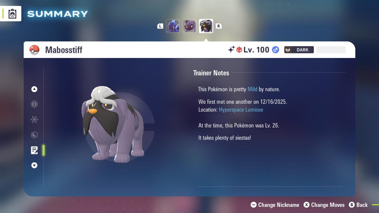 Shiny Alpha Mabosstiff Pokemon Legends Za Mega Dimension DLC 6IV Competitive - Pokémon Legends: Z-A digital Pokémon trade
