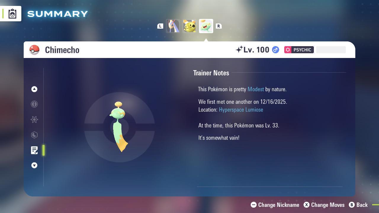 Shiny Chimecho Pokemon Legends ZA Mega Dimension DLC 6IV Competitive Battle Ready - Pokémon Legends: Z-A digital Pokémon