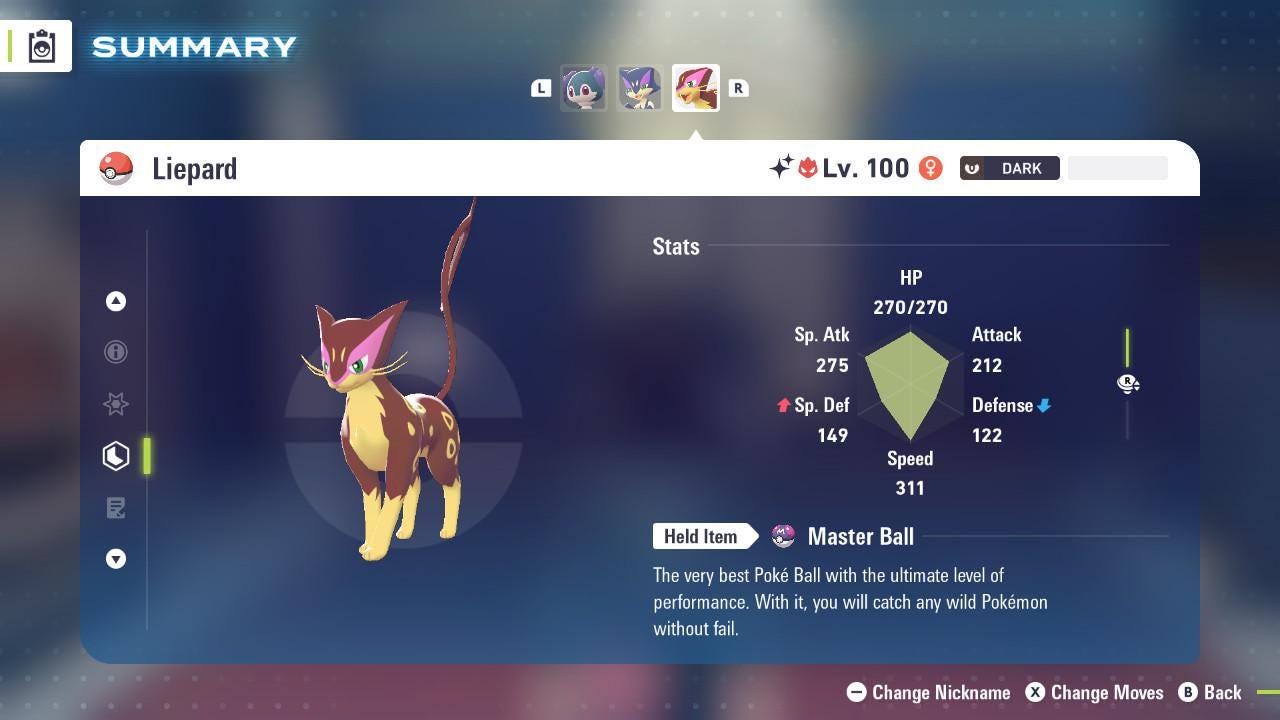 Shiny Alpha Liepard Pokemon Legends Za Mega Dimension DLC 6IV Competitive Battle - Pokémon Legends: Z-A digital Pokémon trade