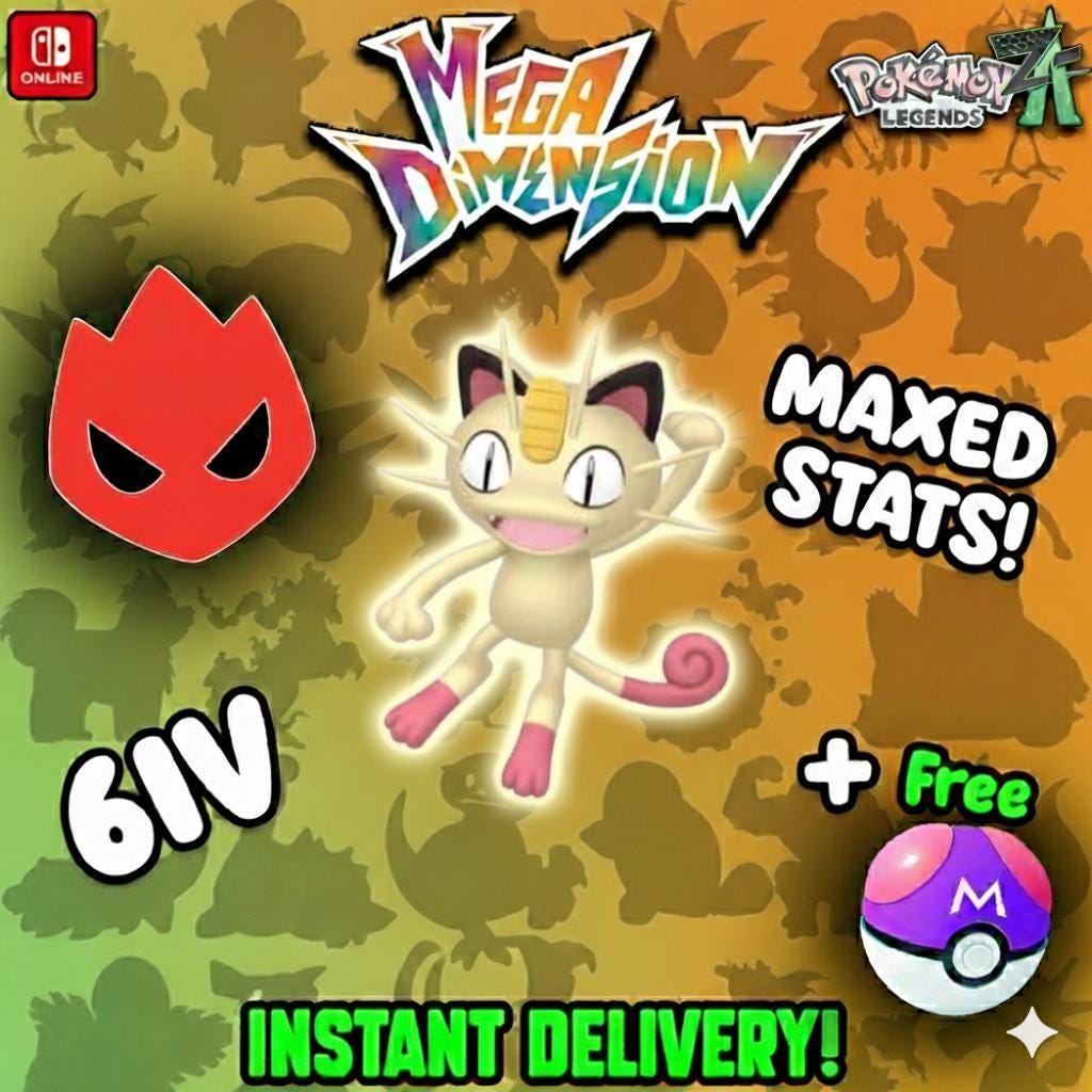 Shiny Alpha Meowth Pokemon Legends Za Mega Dimension DLC 6IV Competitive Battle - Pokémon Legends: Z-A digital Pokémon trade