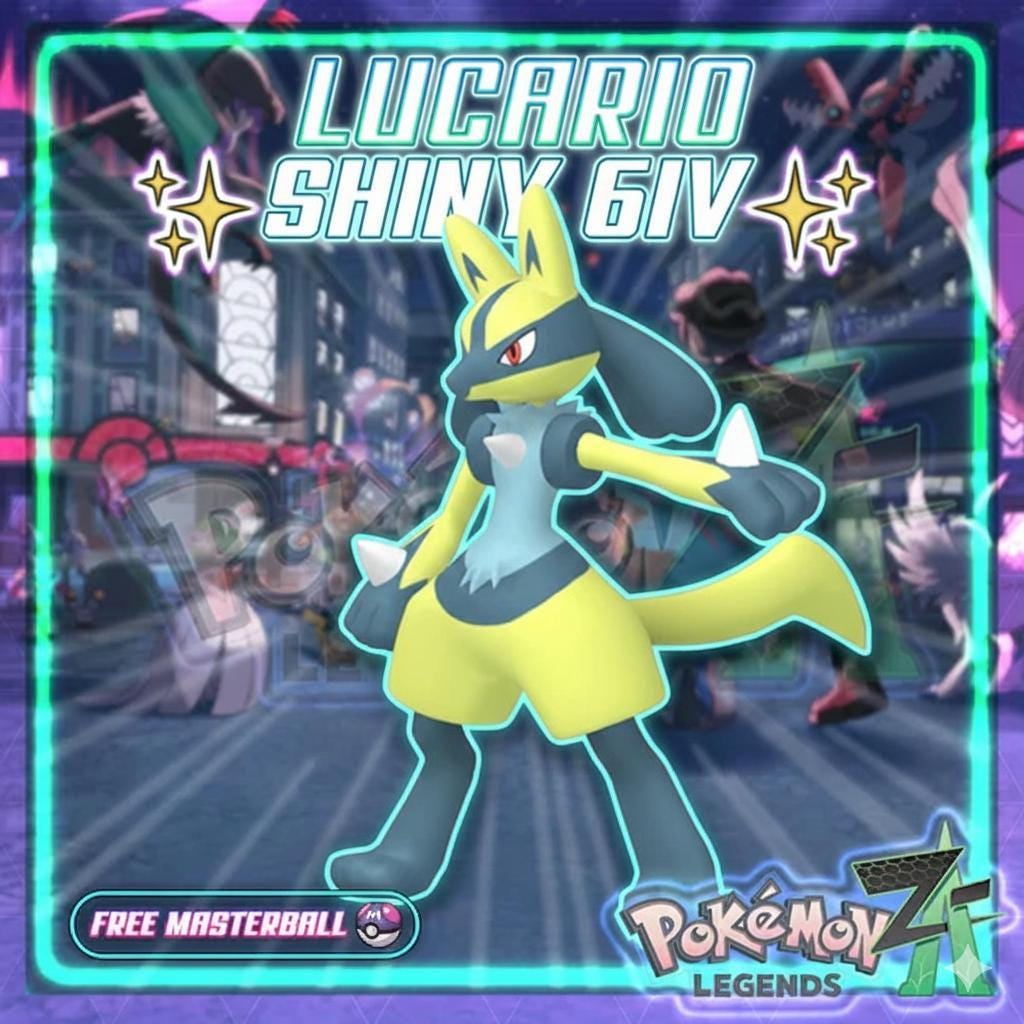Shiny LUCARIO Pokémon Legends ZA 6IV Competitive Battle Ready