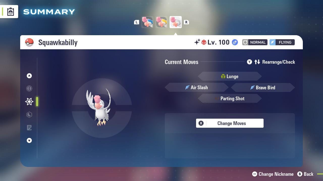Shiny Alpha White Squawkabilly Pokémon Legends ZA 6IV Competitive Battle Ready - Pokémon Legends: Z-A digital Pokémon trade
