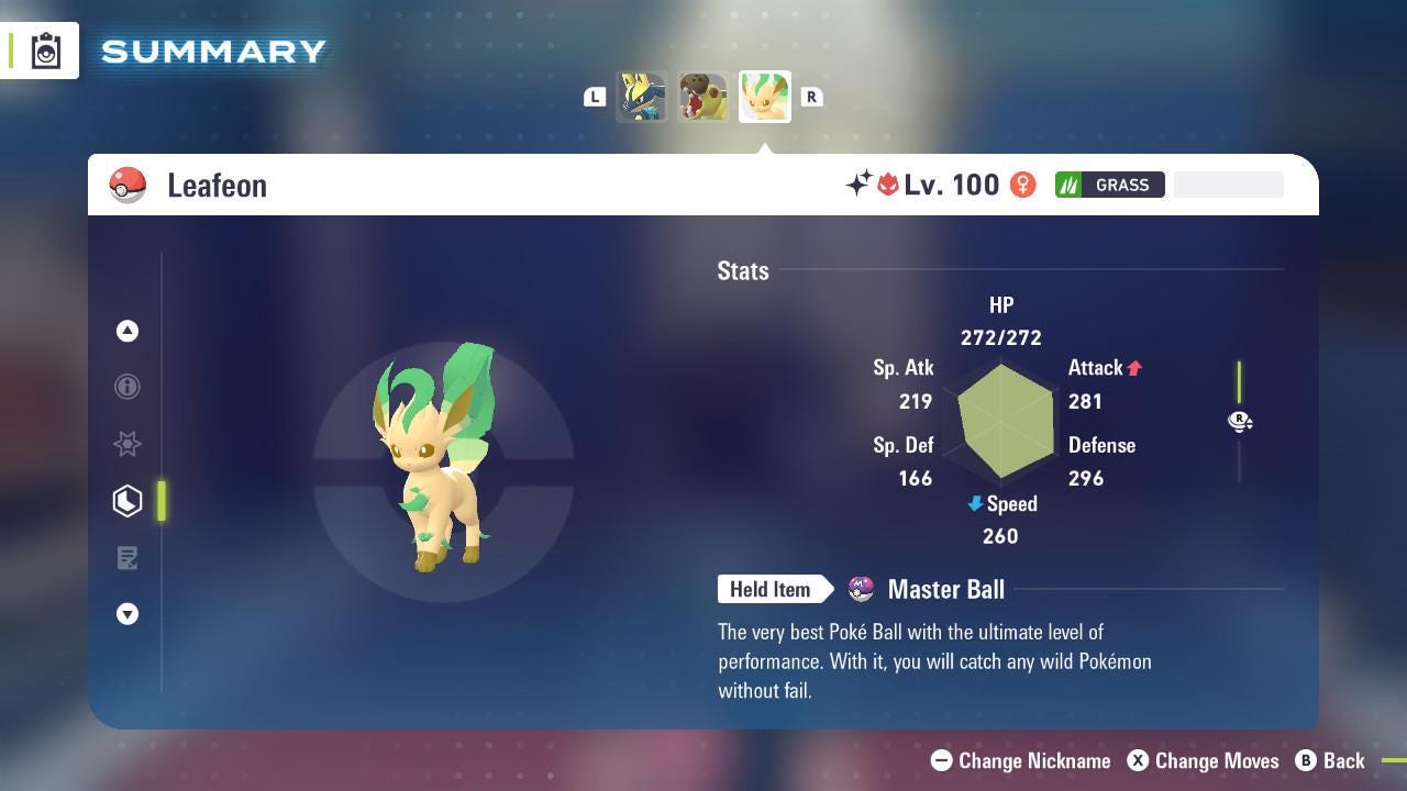 Shiny Alpha Leafeon Pokémon Legends ZA 6IV Competitive Battle Ready - Pokémon Legends: Z-A digital Pokémon trade image 2