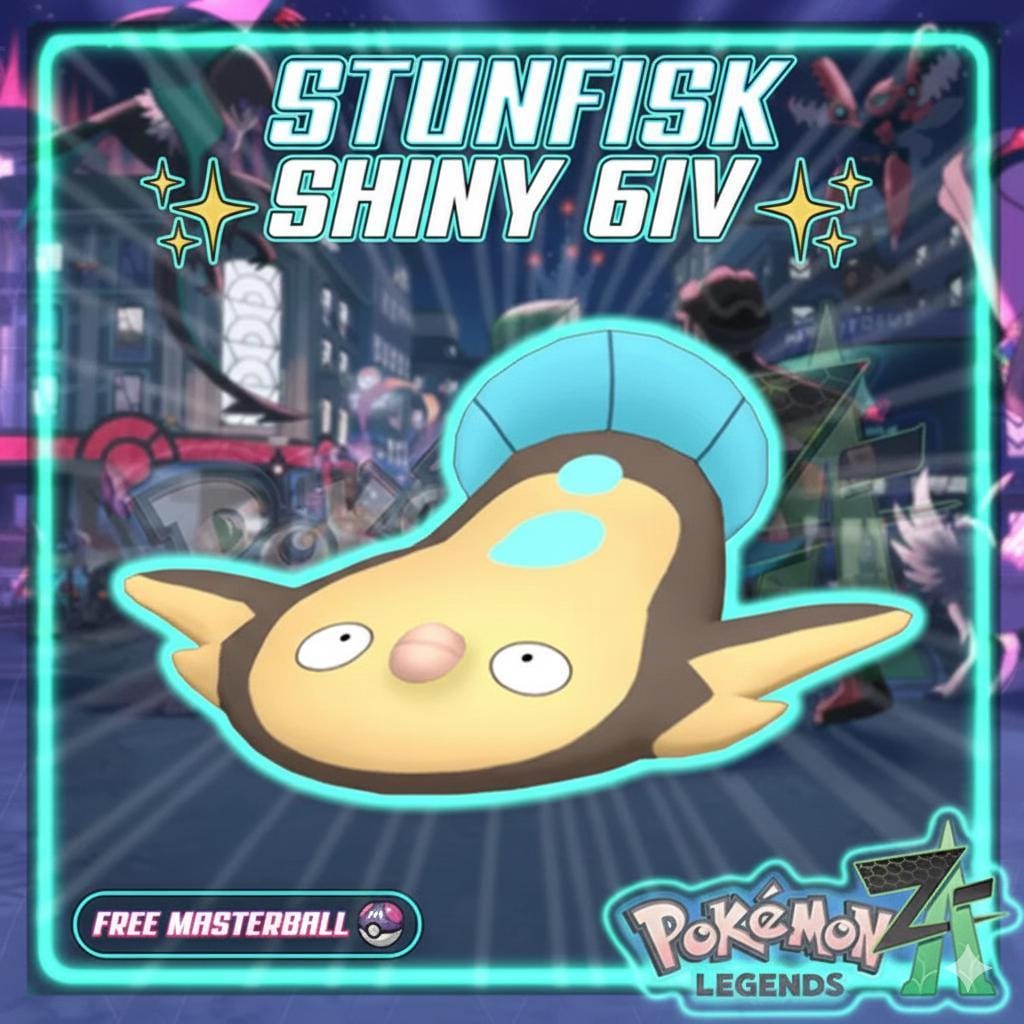 Shiny STUNFISK Pokémon Legends ZA 6IV Competitive Battle Ready - Pokémon Legends: Z-A digital Pokémon trade by