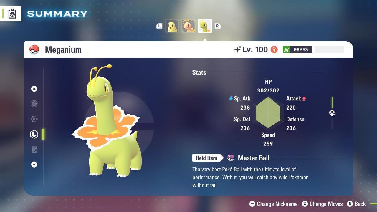 Shiny MEGANIUM Pokémon Legends ZA 6IV Competitive Battle Ready - Pokémon Legends: Z-A digital Pokémon trade image 2