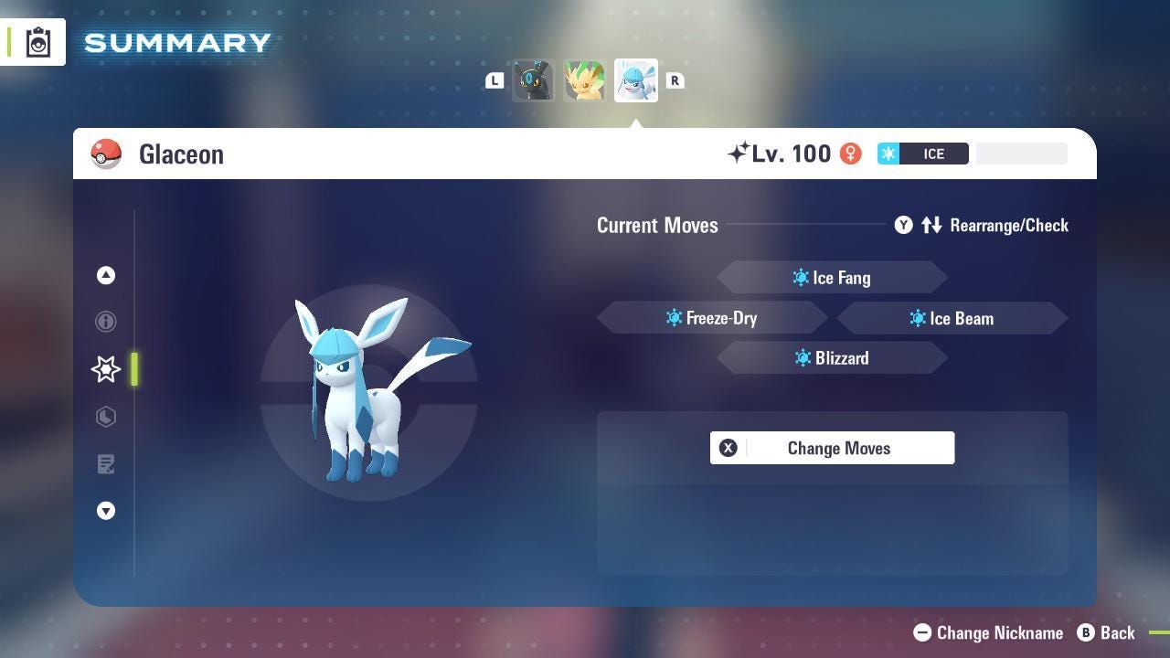 Shiny GLACEON Pokémon Legends ZA 6IV Competitive Battle Ready - Pokémon Legends: Z-A digital Pokémon trade image 4