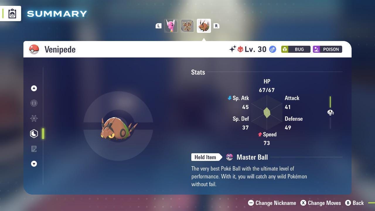 Shiny Alpha Venipede Pokémon Legends ZA 6IV Competitive Battle Ready - Pokémon Legends: Z-A digital Pokémon trade image 2