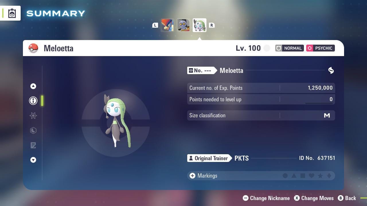 Non Shiny 6IV Meloetta Pokemon Legends Za Mega Dimension DLC 6IV Competitive - Pokémon Legends: Z-A digital Pokémon trade
