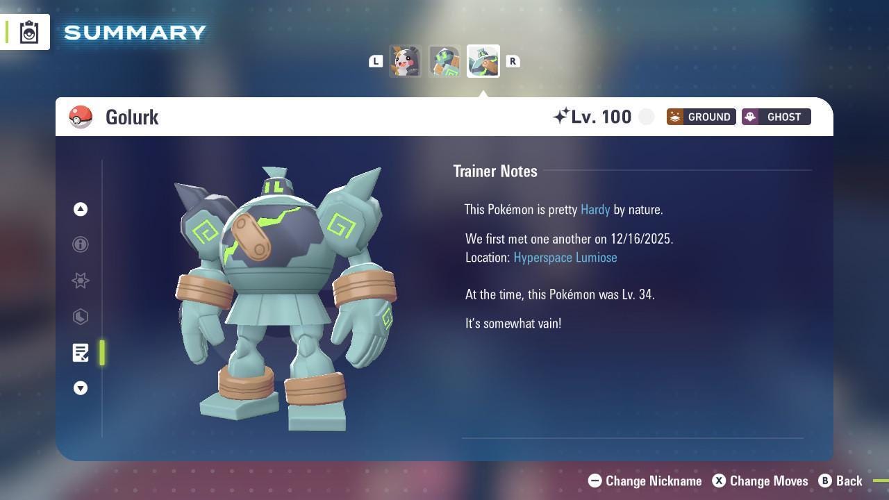 Shiny Golurk Pokemon Legends ZA Mega Dimension DLC 6IV Competitive Battle Ready - Pokémon Legends: Z-A digital Pokémon trade