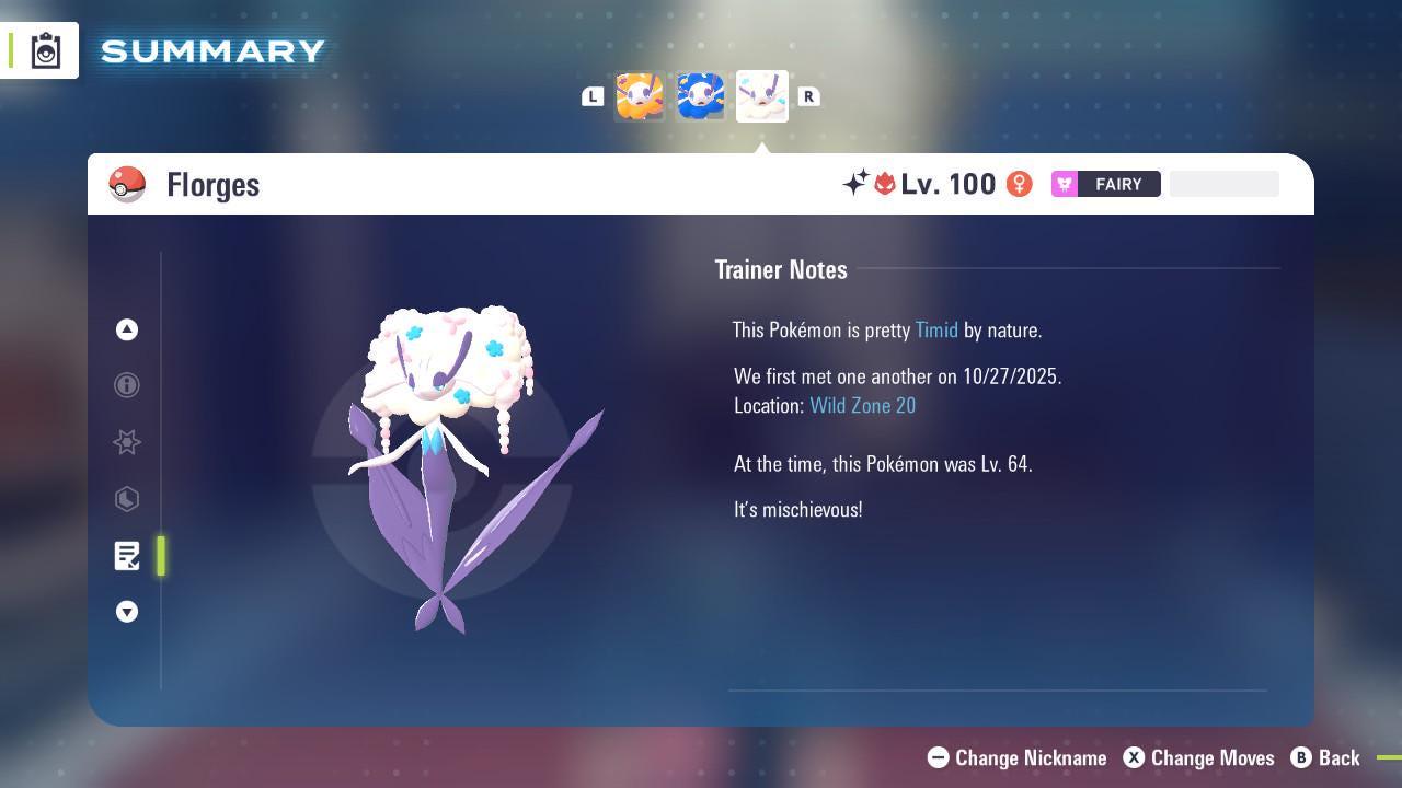Shiny Alpha White Florges Pokémon Legends ZA 6IV Competitive Battle Ready - Pokémon Legends: Z-A digital Pokémon trade image
