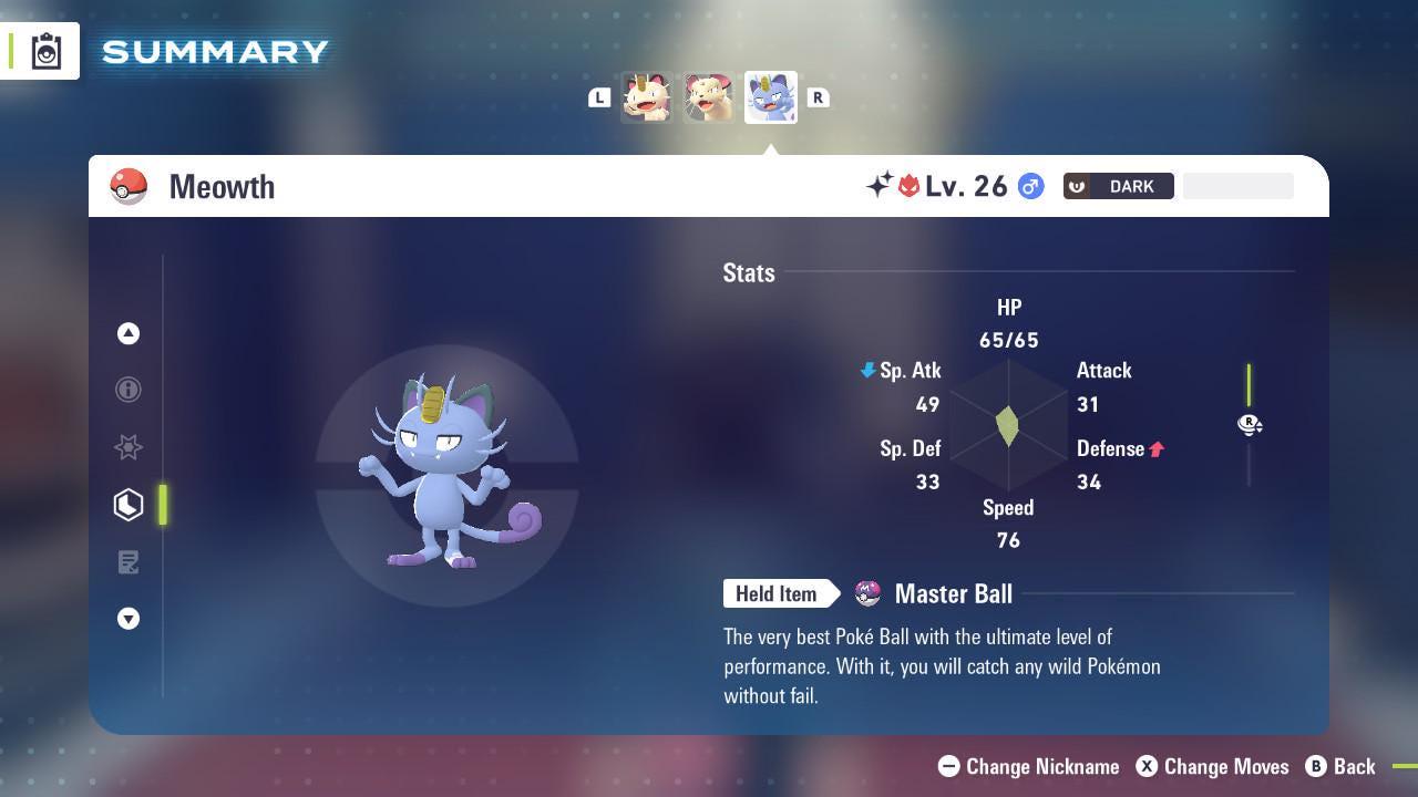 Shiny Alpha Alolan Meowth Pokémon Legends ZA 6IV Competitive Battle Ready - Pokémon Legends: Z-A digital Pokémon trade by