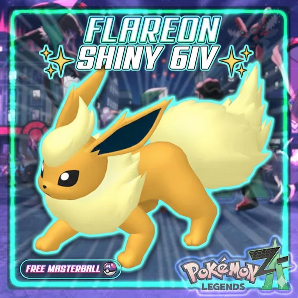 Shiny FLAREON Pokémon Legends ZA 6IV Competitive Battle Ready - Pokémon Legends: Z-A digital Pokémon trade by PokeTradingShop