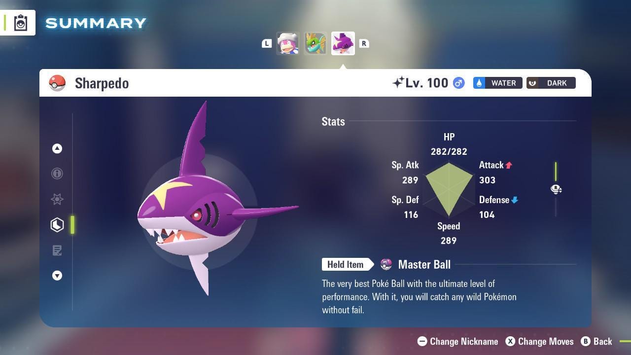 Shiny SHARPEDO Pokémon Legends ZA 6IV Competitive Battle Ready - Pokémon Legends: Z-A digital Pokémon trade by