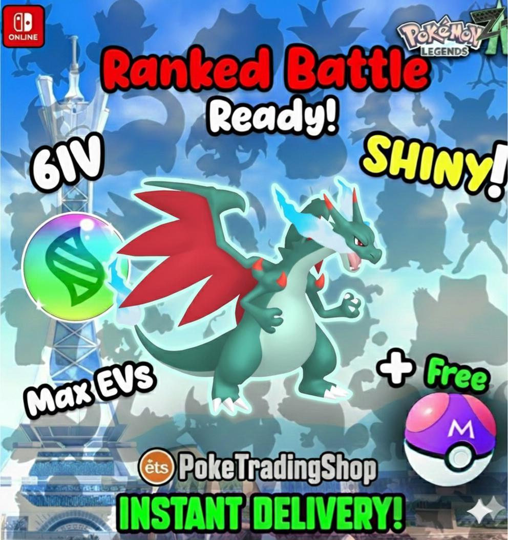 Pokemon LEGENDS ZA Alpha Shiny Charizard X Mega Ready Lumiose City KALOS Region - Pokémon Legends: Z-A digital Pokémon trade