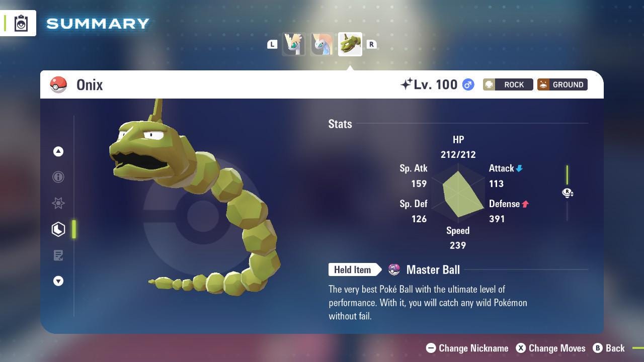 Shiny ONIX Pokémon Legends ZA 6IV Competitive Battle Ready - Pokémon Legends: Z-A digital Pokémon trade by PokeTradingShop