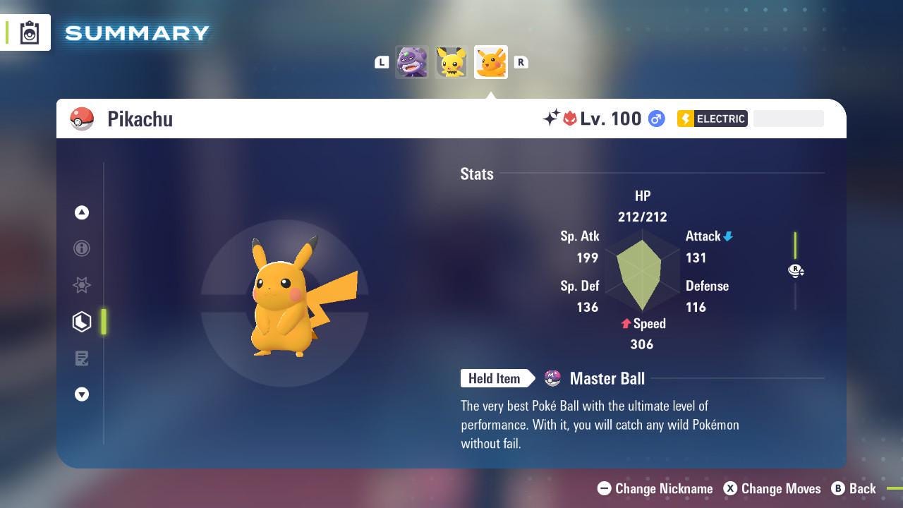 Pokemon Za Lvl 100 Timid SHINY ALPHA 6IV Pikachu Pokémon Legends ZA 6IV - Pokémon Legends: Z-A digital Pokémon trade image 2