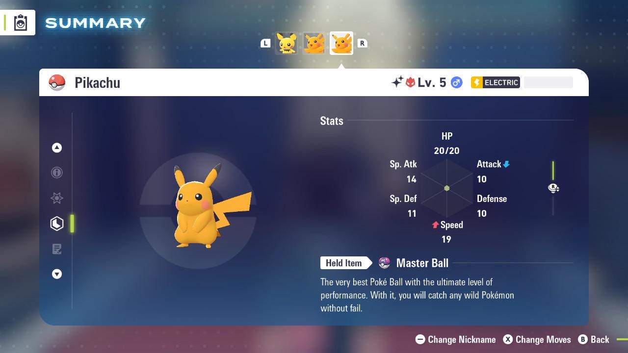 Pokemon Za Lvl 5 Timid SHINY ALPHA 6IV Pikachu Pokémon Legends ZA 6IV Competitive - Pokémon Legends: Z-A digital Pokémon