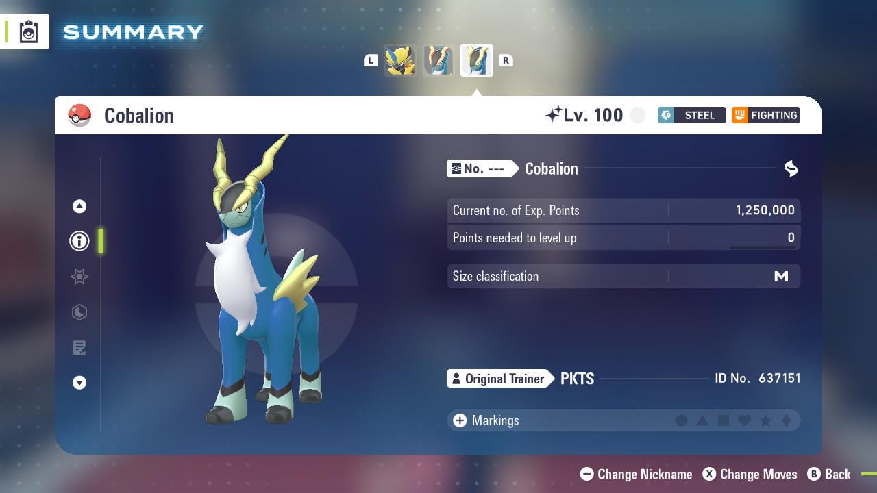 Shiny Cobalion Pokemon Legends Za Mega Dimension DLC 6IV Competitive Battle Ready - Pokémon Legends: Z-A digital Pokémon