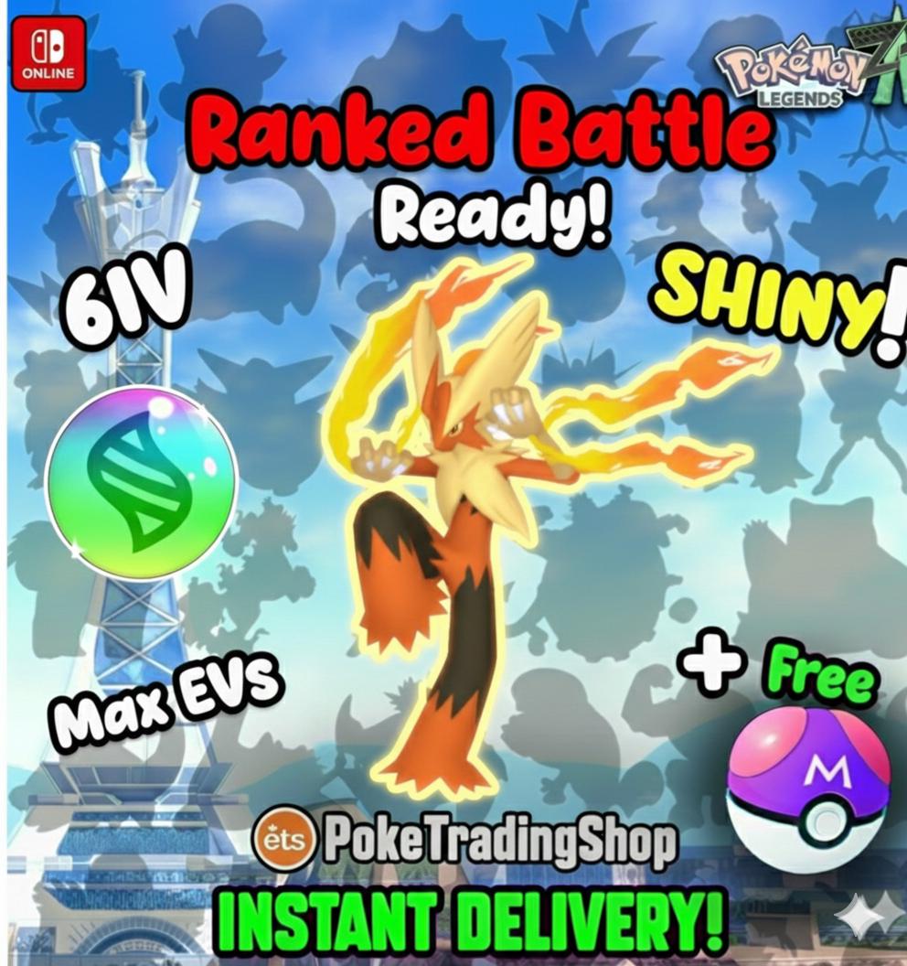 Pokemon LEGENDS ZA Alpha Shiny Blaziken Mega Ready Lumiose City KALOS Region Flare - Pokémon Legends: Z-A digital Pokémon
