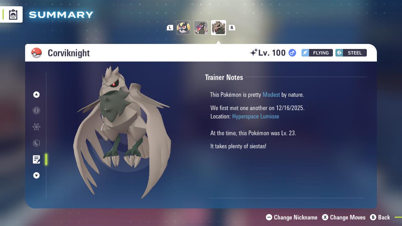 Shiny Corviknight Pokemon Legends ZA Mega Dimension DLC 6IV Competitive Battle - Pokémon Legends: Z-A digital Pokémon trade