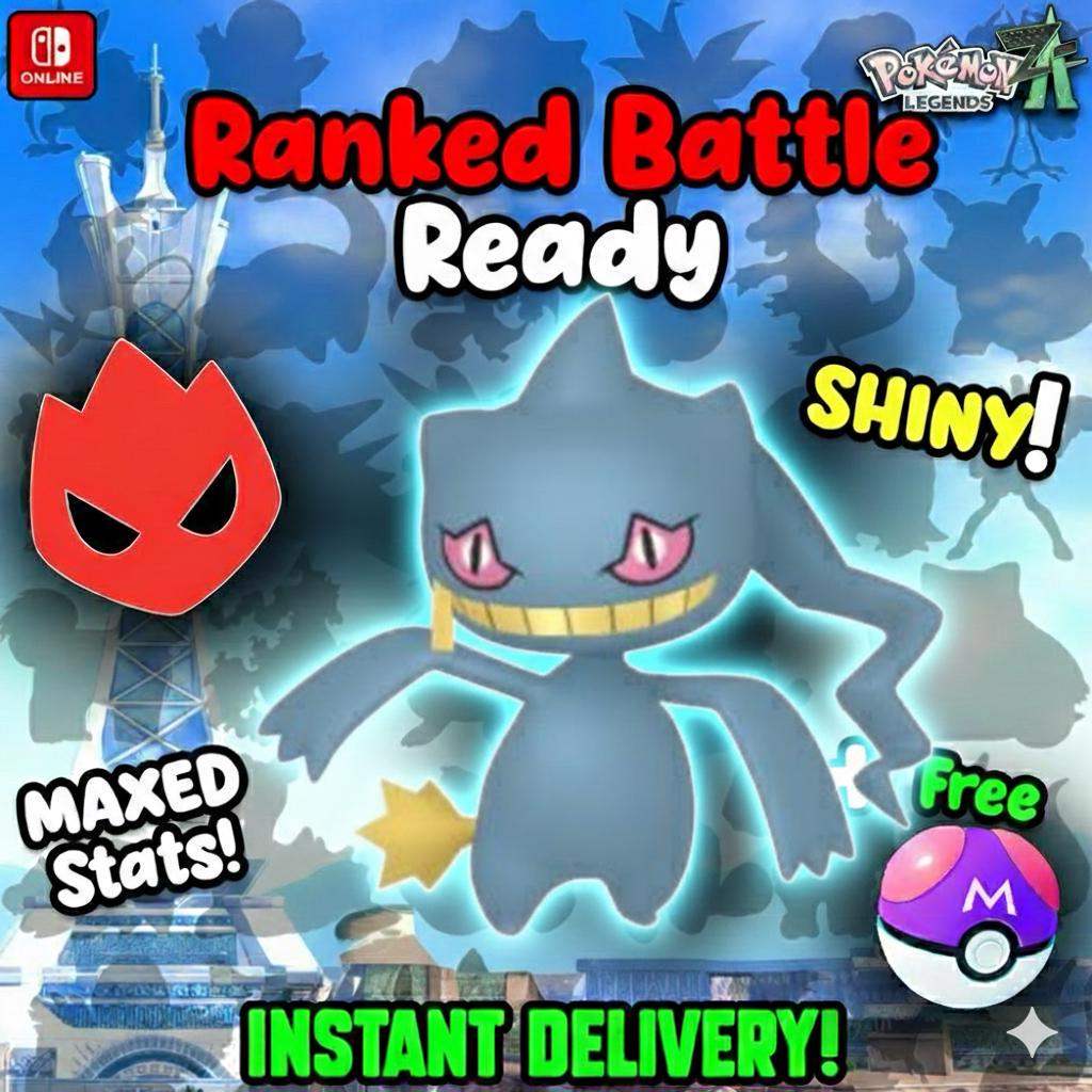 Shiny Alpha Banette Pokémon Legends ZA 6IV Competitive Battle Ready - Pokémon Legends: Z-A digital Pokémon trade by