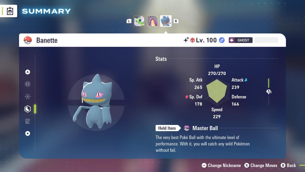 Shiny Alpha Banette Pokémon Legends ZA 6IV Competitive Battle Ready - Pokémon Legends: Z-A digital Pokémon trade image 2
